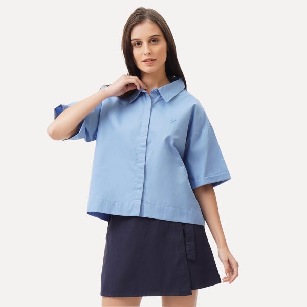 Button-Up Oversized Shirt with Hidden Placket